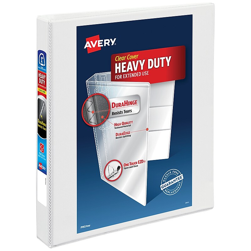 Avery Heavy Duty 1" 3-Ring View Binders, One Touch EZD Ring, White (79-199/79-799) image 1