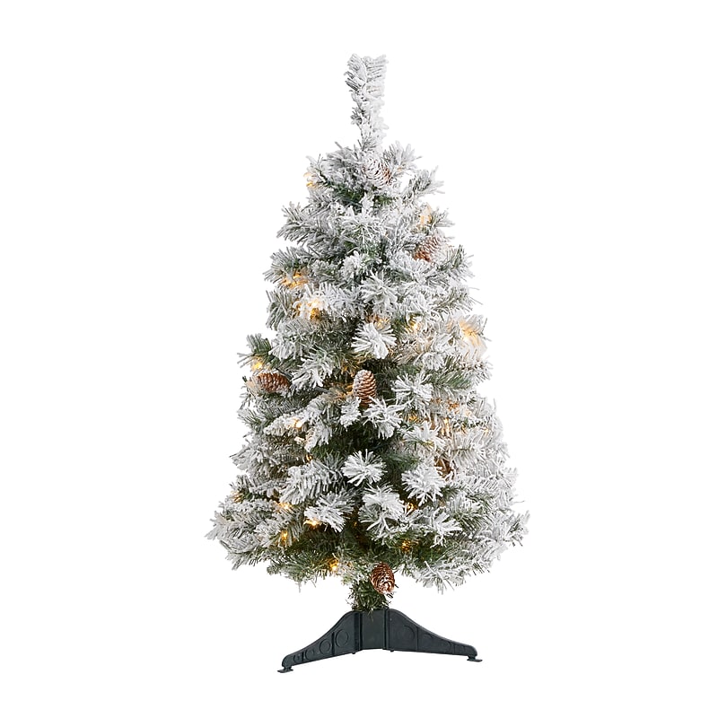 Nearly Natural Flocked White River Mountain Pine Artificial Christmas Tree, 3' (T1761) image 1