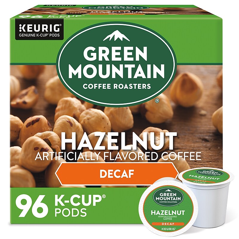 Green Mountain Hazelnut Decaf Coffee Keurig® K-Cup® Pods, Light Roast, 96/Carton (77923) image 1