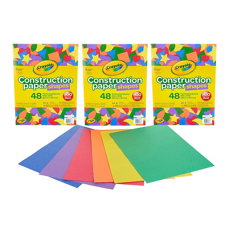 Crayola 9" x 12" Construction Paper, Assorted Colors, 48 Sheets/Pack, 3 Packs/Bundle (BIN990036-3) image 1