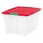 Iris Holiday Large Stackable Plastic Storage Box, 13" x 16.5" x 22", 54 Qt., Clear/Red, 4/Pack (500531)~#|#~2015E011-EA69-4BF1-9F8E62DE7BB16F13_sc7