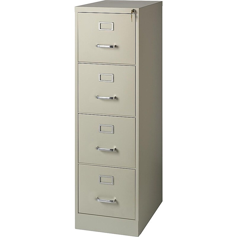 Staples Commercial 4-Drawer Vertical File Cabinet, Letter Size, Lockable, 51.97"H x 15"W x 22"D, Putty (22336D) image 1