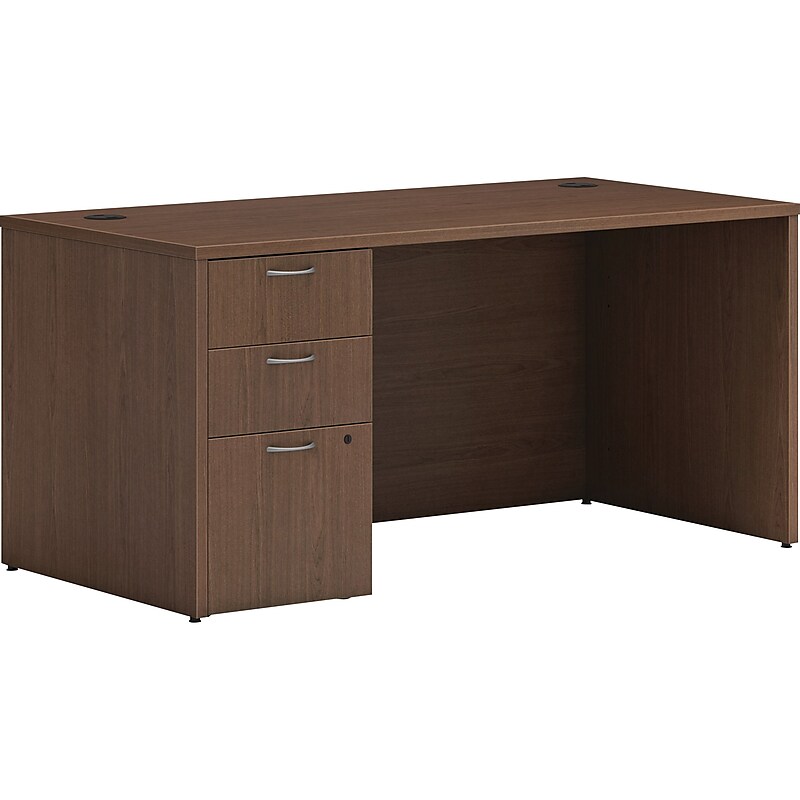 HON Mod 60"W x 30"D Single-Pedestal Desk, Sepia Walnut (HLPLDS60PSSE1) image 1