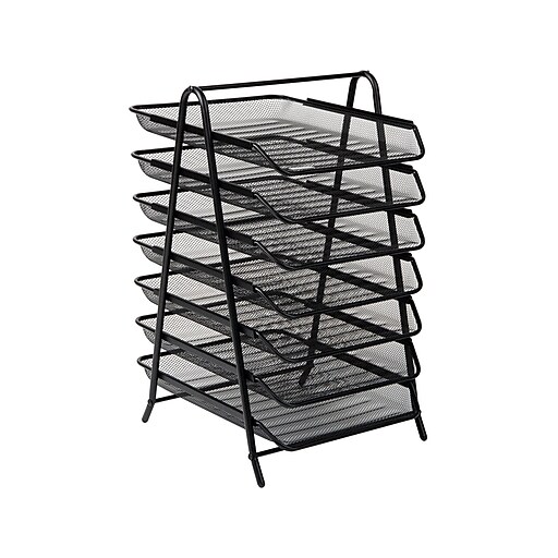 Mind Reader 7Tier Stackable Paper Desk Tray Organizer, Metal, Black (7TPAPERBLK) Staples
