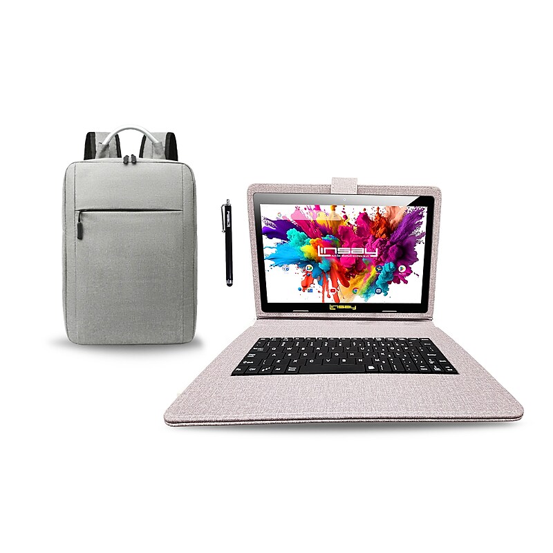 Linsay Octa Core 10.1" Tablet, 4GB RAM, 128GB Storage, Android 13, Bundled with Cloth Keyboard, Backpack and Stylus Pen image 1