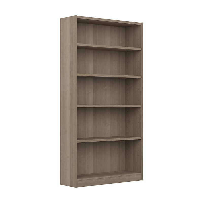 Bush Furniture Universal 72"H 5-Shelf Bookcase with Adjustable Shelves, Ash Gray Laminated Wood (WL12427) image 1