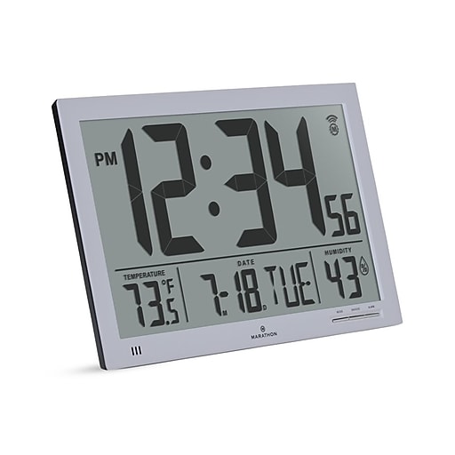 Marathon Slim Digital Wall Clock, Gray (CL030062GG) Staples