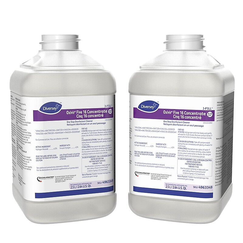 Oxivir Five 16 Disinfectant for Diversey J-Fill, 2.5 L / 2.64 U.S. Qt., 2/Carton (4963331) image 1