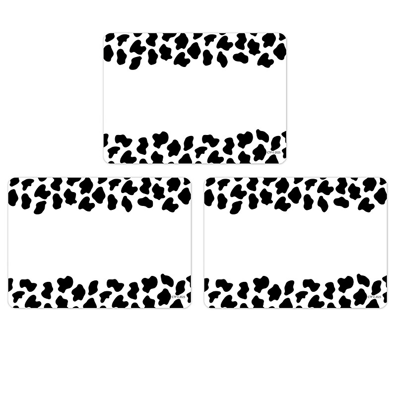 Creative Teaching Press Adhesive Farm Friends Cow Print School Name Tags, 3.5" x 2.5", 36/Pack, 3 Packs/Bundle (CTP11033-3) image 1