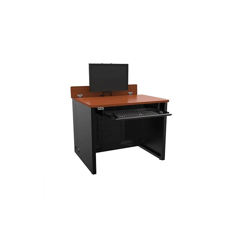 VersaDesk Elevation 36"W Computer Desk, Cherry/Black (ED3630-BC) image 1