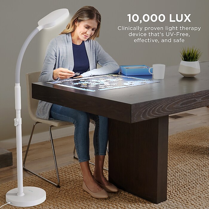 Verilux HappyLight Duo 2-in-1 Light Therapy & Floor Lamp, White