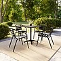 Flash Furniture Lila Indoor-Outdoor Table Set with 4 Slat Back Chairs, 27.5'' Square, Black (THAL28SQ017BK4)~#|#~20422B27-CBFE-41F8-9AFF4A8DFA919523_sc7