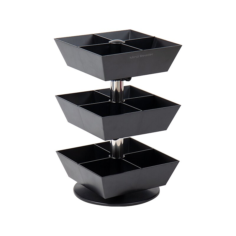 Mind Reader 12-Compartment Plastic Tea and Condiment Carousel, Black (TEASWIV3T-BLK) image 1