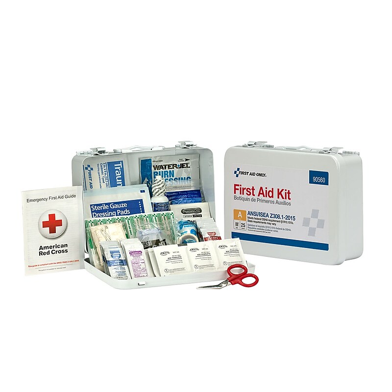 First Aid Only Metal First Aid Kit, ANSI 2015 Class A, 25 People, 89 Pieces (90560) image 1