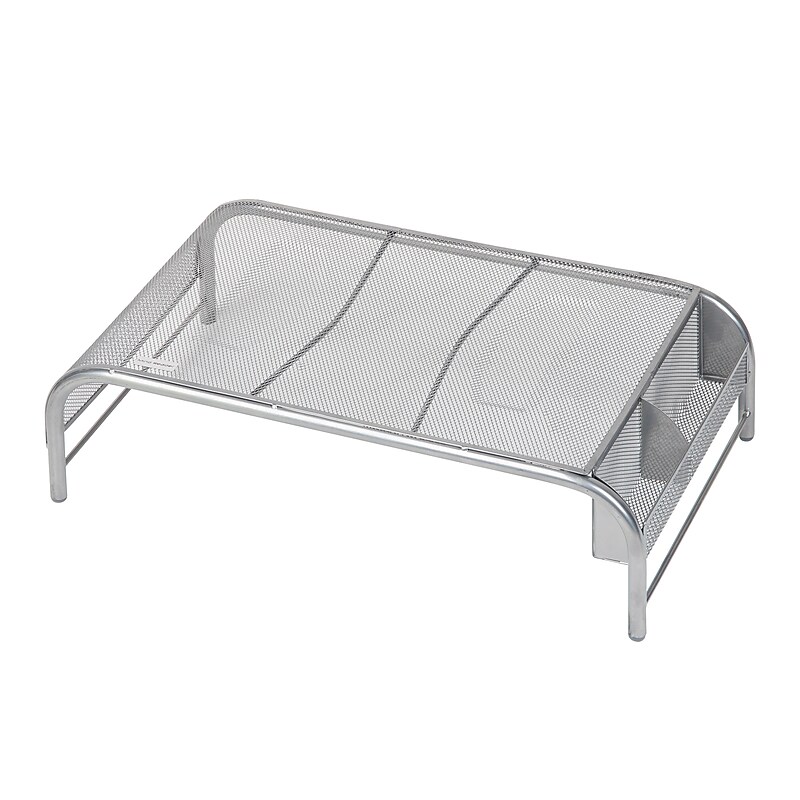 Mind Reader Ventilated Monitor Stand with Side Storage, Silver (MESHM-SIL) image 1