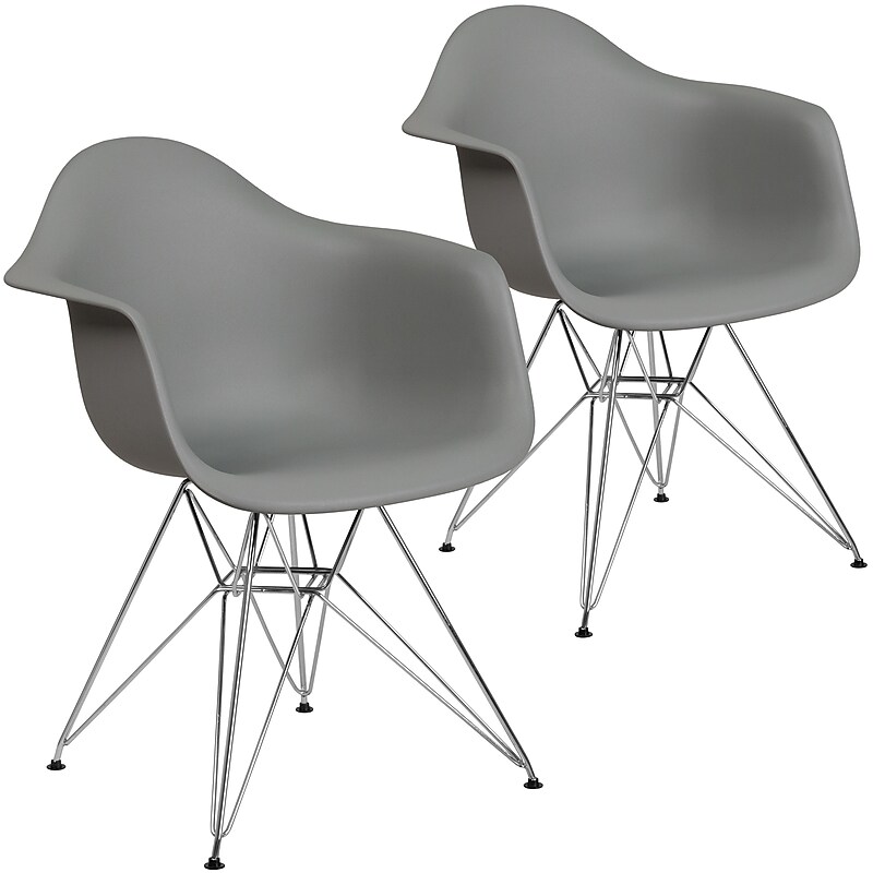 Flash Furniture Alonza Plastic Accent Chair, Moss Gray, 2/Pack (2FH132CPP1GY) image 1