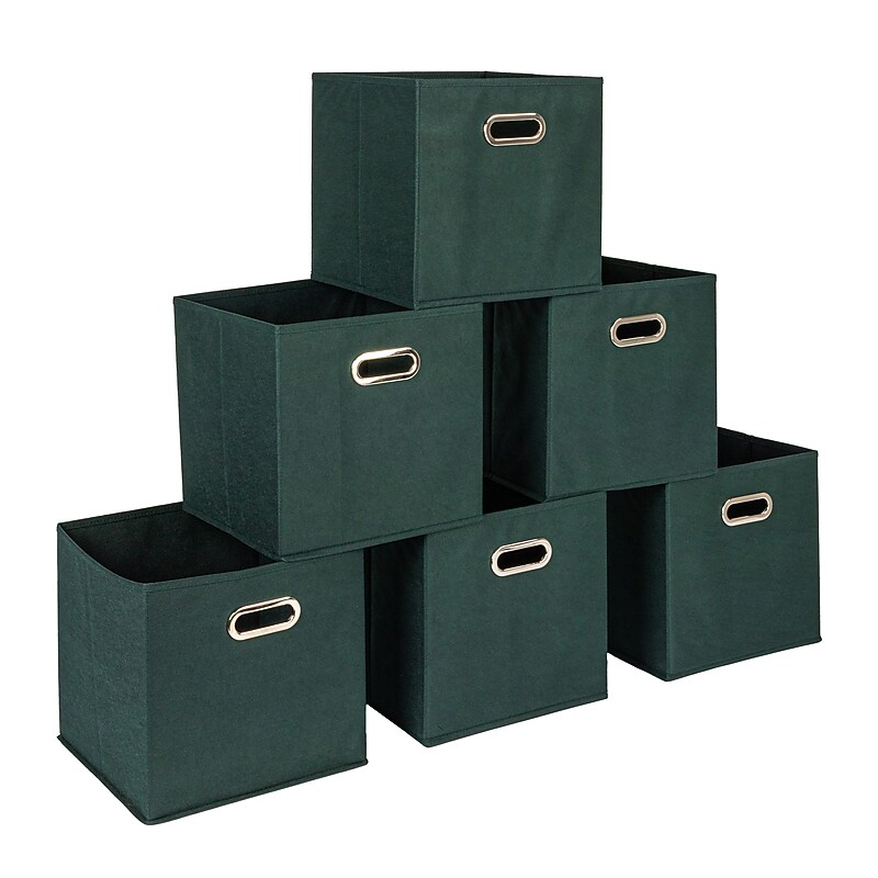 Household Essentials Storage Cubes 23.05 Quart Storage Container, Cardboard, Dark Green, 6/Pack (HE1248) image 1