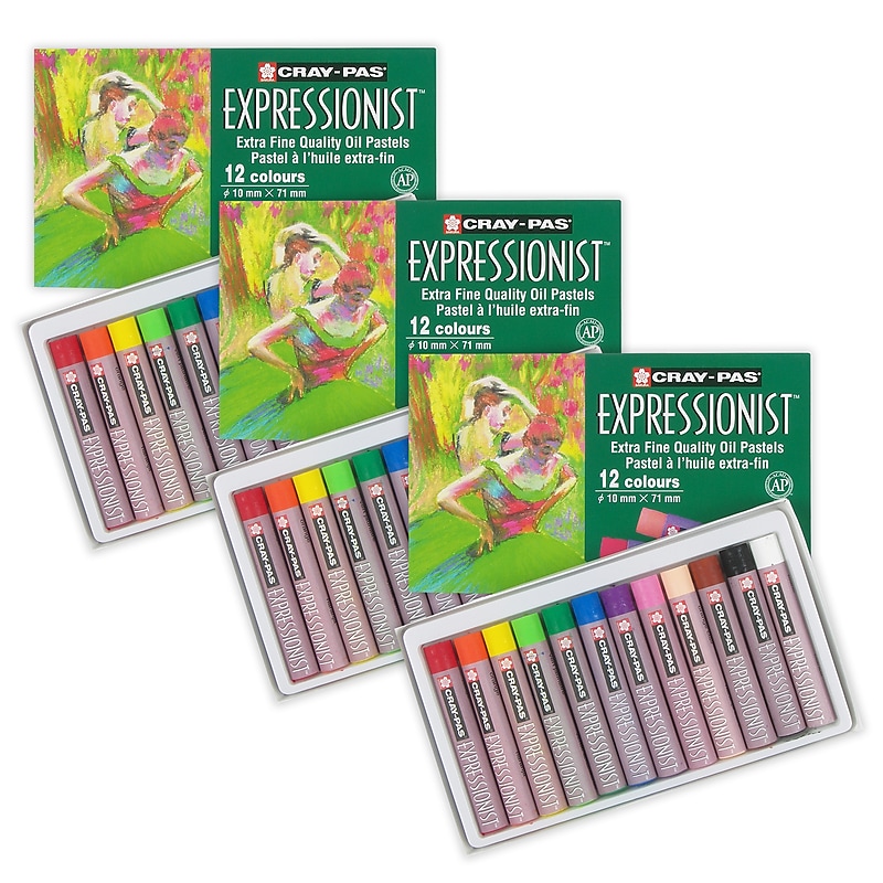 Sakura Cray-Pas Expressionist Oil Pastels, Assorted Colors, 12/Set, 3 Sets/Bundle (SAKXLP12-3) image 1