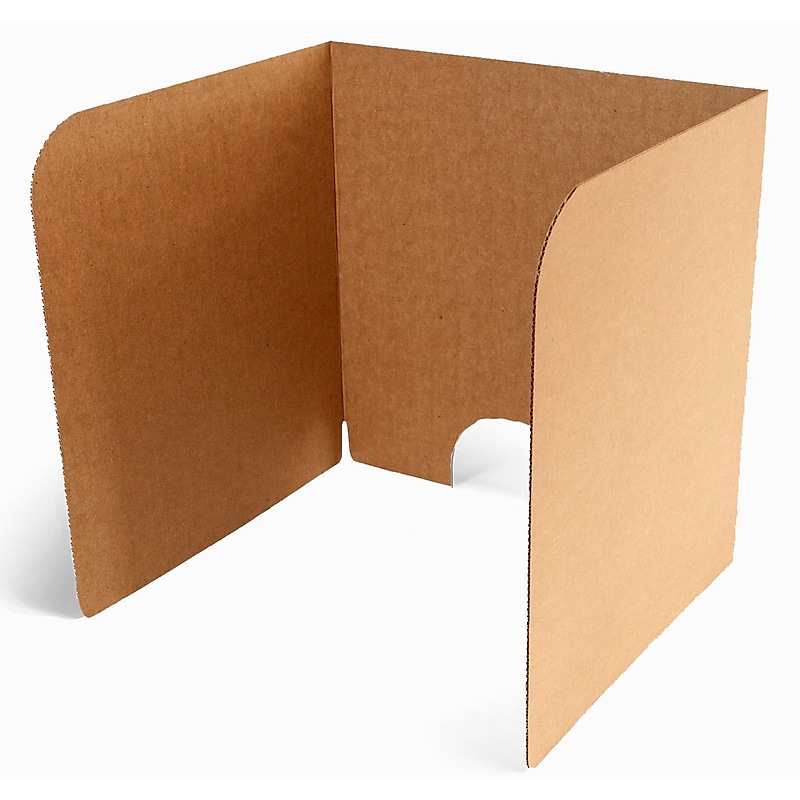 Classroom Products Foldable Cardboard Freestanding Privacy Shield, 20"H x 20"W, Kraft, 20/Box (2020 KR) image 1