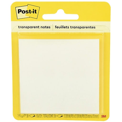 Transparent Notes, 2-7/8" 2-7/8", Sheets/Pad, 1 Pad/Pack (600-TRSPT) | Staples