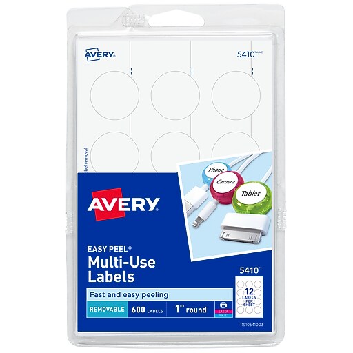 Avery Easy Peel Laser/Inkjet Multipurpose Labels, 1