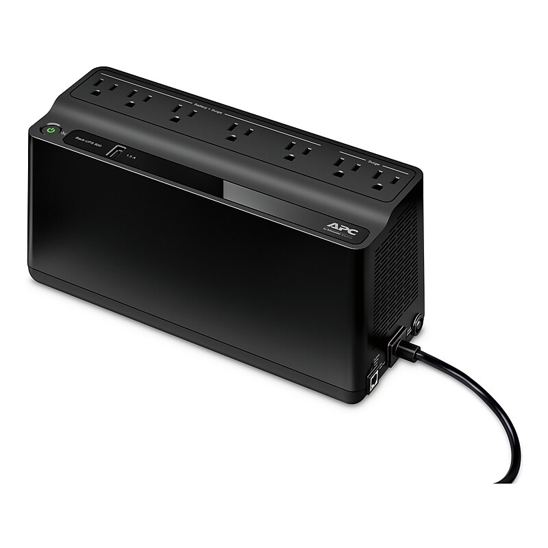 APC Back-UPS 600VA, 120V, 1 USB charging port, 7 NEMA outlets (2 surge) image 1