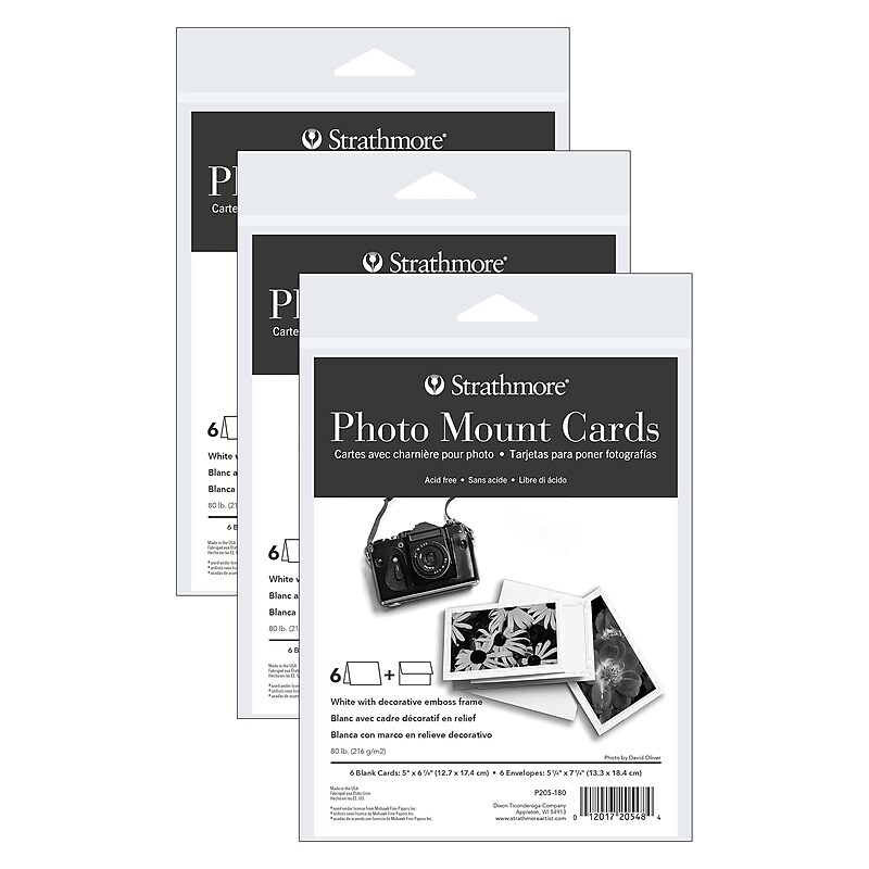 Strathmore Photo Mount Cards & Envelopes,  6.875" x 5", White, 6/Sheets, 3/Bundle (STTP205180-3) image 1