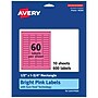 Avery Laser/Inkjet Rectangle Multipurpose Labels, 0.5" x 1.75", Bright Pink, 600/Pack (94204)~#|#~20A564D2-46E2-407C-90076BEB747CD1E2_sc7