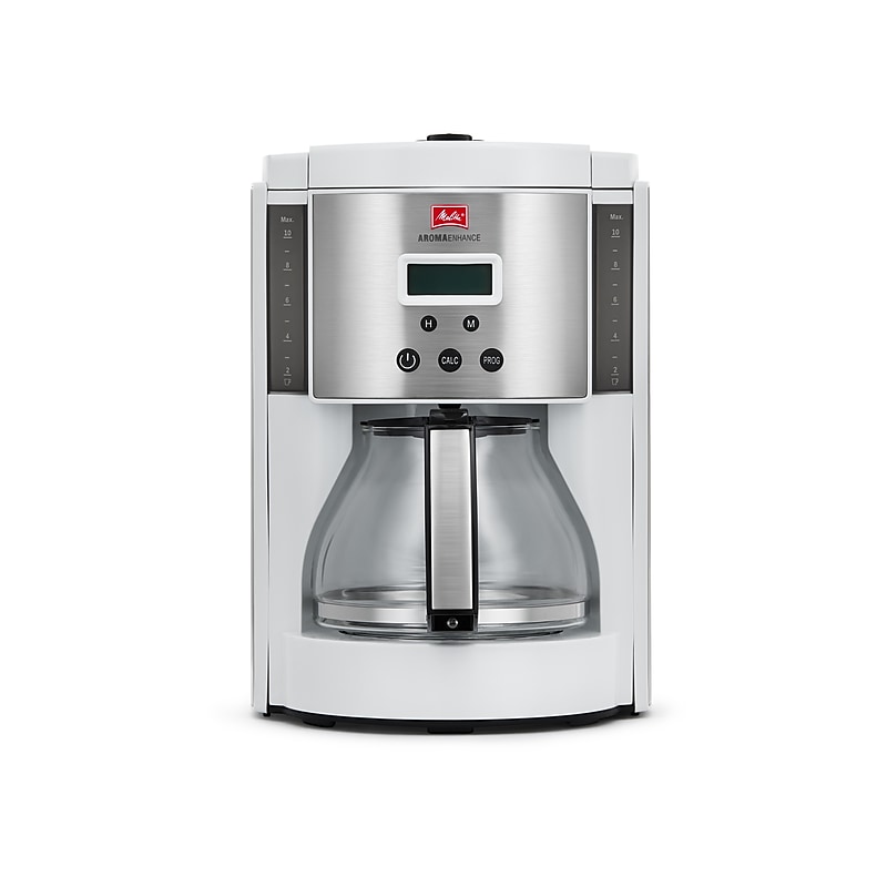 Melitta Aroma Enhance 10-Cups Automatic Drip Coffee Maker, White/Stainless Steel (MCM003PULWH0) image 1