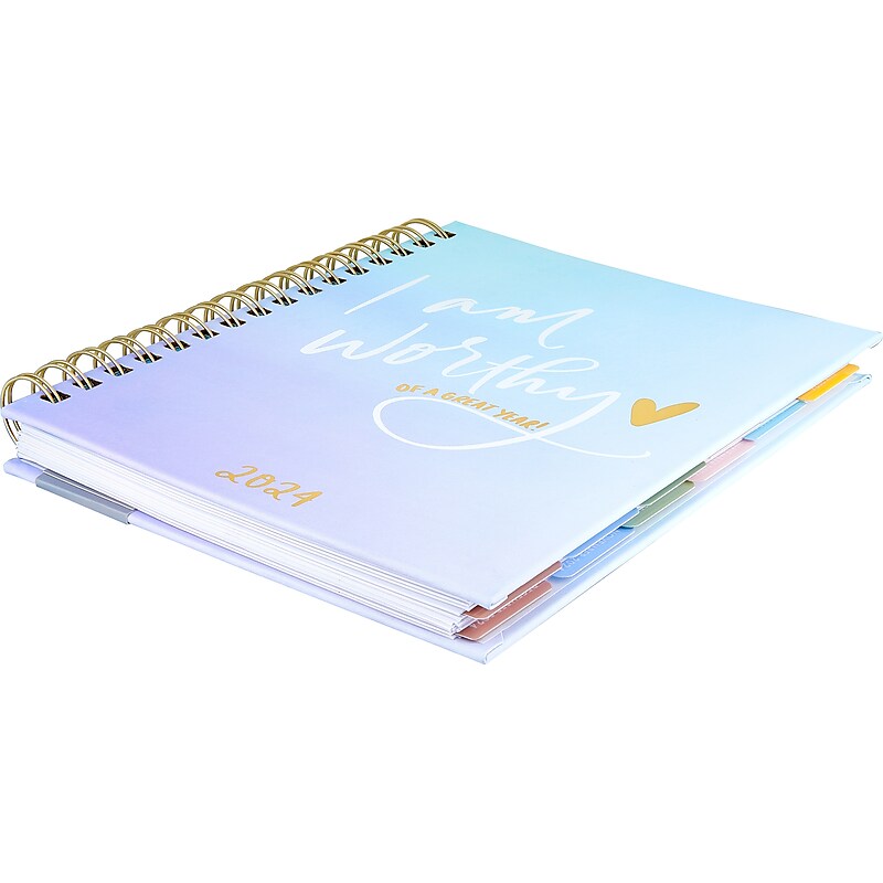 2024 Eccolo Fun Spiral Agenda 7" x 8.63" Weekly Planner, Blue/Purple (RY24-401B) image 1
