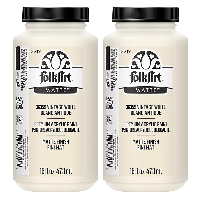 FolkArt Acrylic Paint Matte, 16oz., Vintage White, 2/Pack (FLK36359-2) image 1