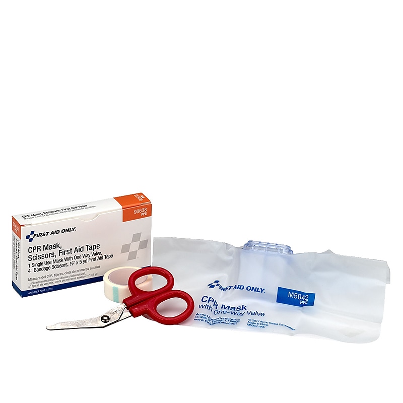 First Aid Only Tape, CPR Mask, and Scissors (90638) image 1