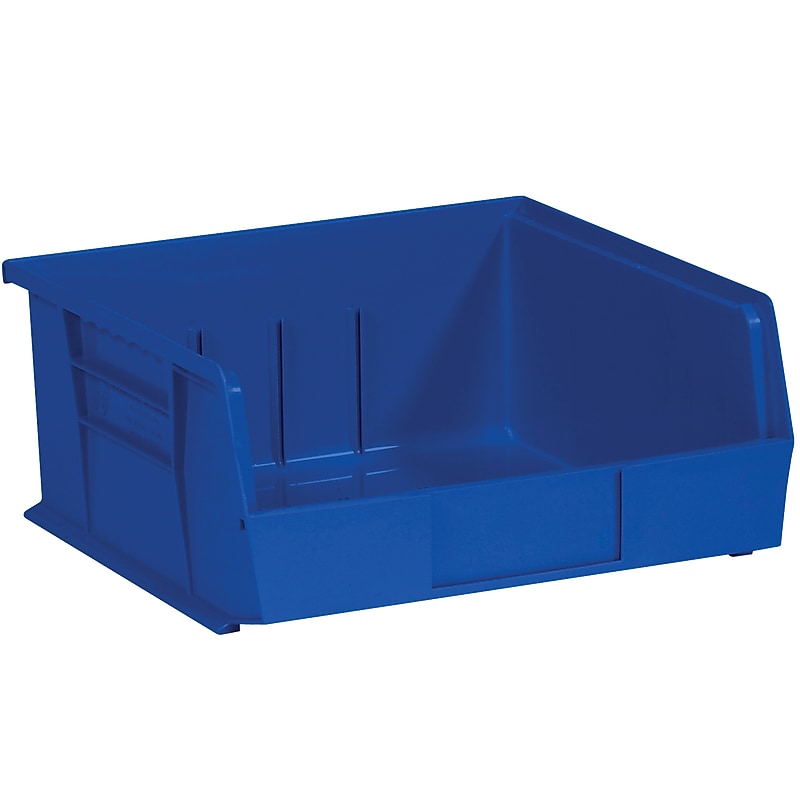 BOX 10 7/8" x 11" x 5" Plastic Stack and Hang Bin Box, Blue image 1
