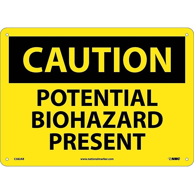 Potential Biohazard Present, 10X14, .040 Aluminum, Caution Sign image 1