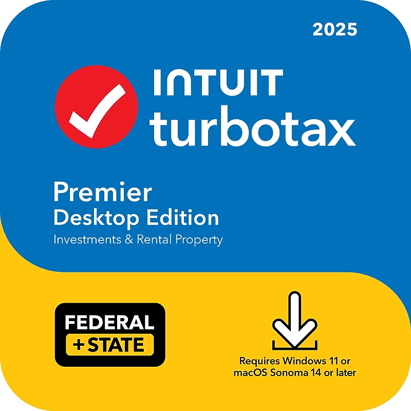 TurboTax Premier Desktop Edition 2025, Federal & State Tax Return for 1 User, Windows & Mac, Download (INT940800V146) image 1