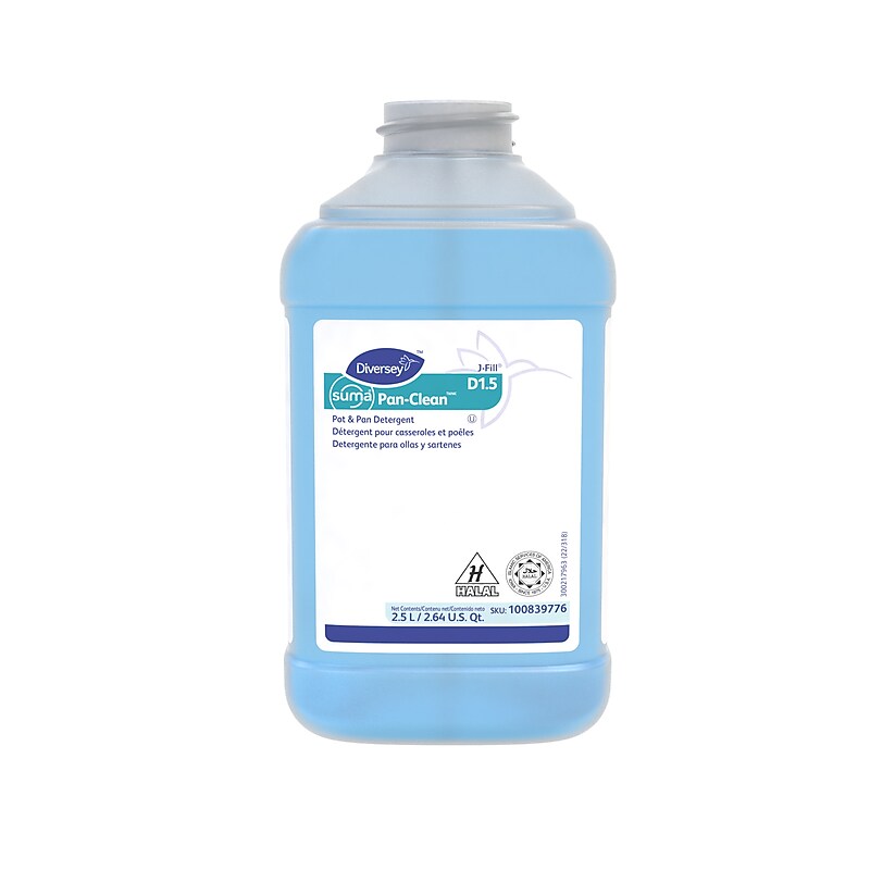Diversey SUMA Pan-Clean D1.5 Detergent for Diversey J-Fill, Floral Woody Scent, 84.5 oz., 2/Carton (100839776) image 1
