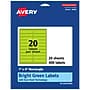 Avery Printable Rectangle Multipurpose Labels, 1" x 4", Bright Green, 400/Pack (94202)~#|#~20D20CD5-BD58-4A8D-AAD073B602C6B213_sc7