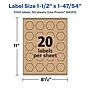 Avery Laser/Inkjet Decorative Edge Multipurpose Labels, 1-1/2" x 1-47/54", Kraft Brown, 1000 Labels/Box ( 94120)~#|#~20D433BC-85AE-445D-A1FAE406A4B7B5FC_sc7