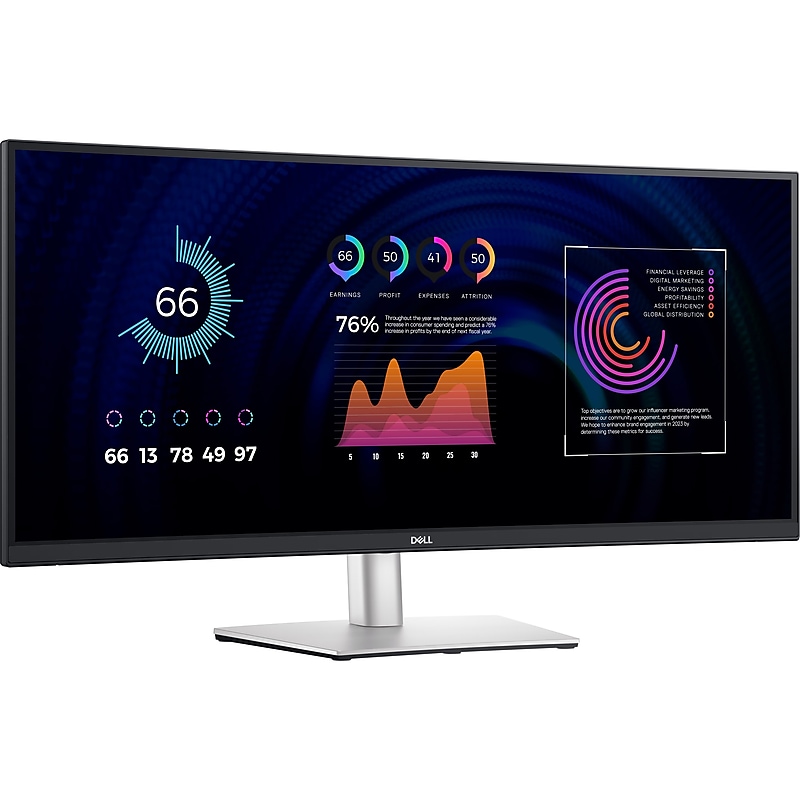 Dell 34" 60 Hz Curved LCD Monitor, Black/Gray (P3424WE) image 1