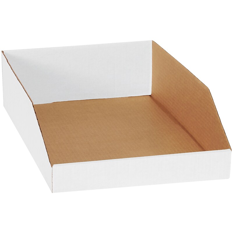 Large Folding Corrugated Storage Bin, 4.5" x 12"x 18", White, 50/Pack (BINEB1812) image 1