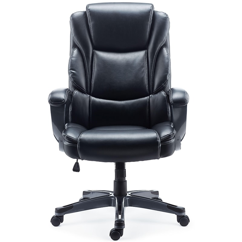 Staples Mcallum Ergonomic Bonded Leather Swivel Manager Chair, Black (51473) image 1