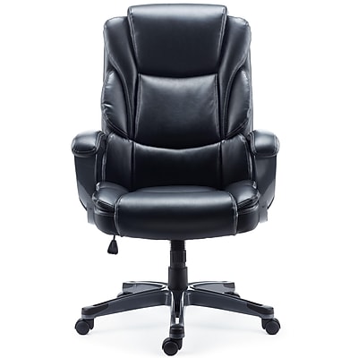 Staples Mcallum Ergonomic Bonded Leather Swivel Manager Chair, Black (51473) Simolary simolary.com