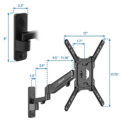 Mount-It! Full Motion TV Wall Mount with Gas Spring Arm for 23" to 55" TVs | holds up to 50.6 lbs | MI-444BLK - Thumbnail 4