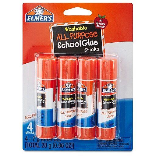 Elmer's Washable Glue Sticks, 0.24 oz., 4/Pack (E542) Staples
