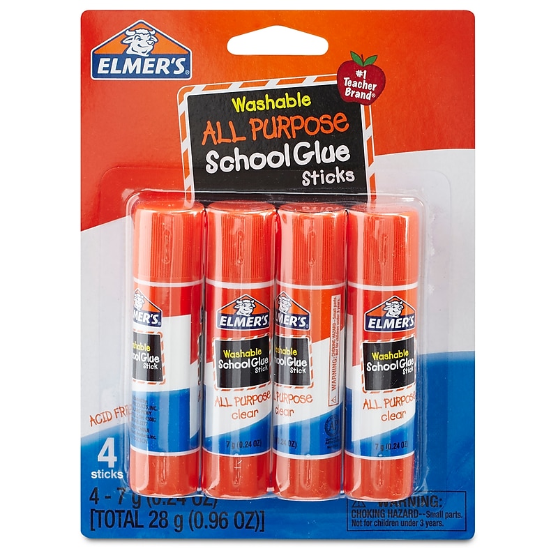 Elmer's Washable Glue Sticks, 0.24 oz., 4/Pack (E542) image 1
