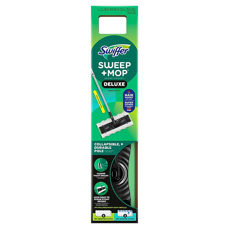 Swiffer Sweep and Mop Deluxe, 2-in-1 Floor Mopping and Sweeping Kit (16413) image 1