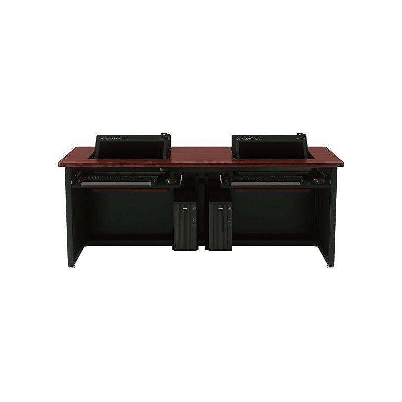 VersaDesk Enclosed Revolution 60"W Computer Desk, Cherry/Black (RSD6030-BC) image 1