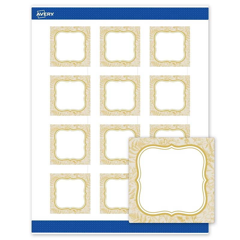 Avery Square Laser/Inkjet Multipurpose Labels, 2" x 2", White, 120/Pack (19479371077) image 1