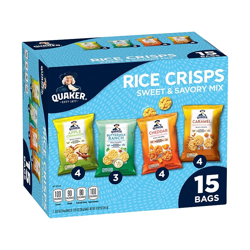 Quaker Gluten Free Sweet and Savory Mix Rice Crisps, 12.02 oz., 15 Bags/Box (57840) image 1