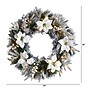 Nearly Natural Flocked Poinsettia and Pine Artificial Christmas Wreath, 24" (W1307)~#|#~20FC8962-E609-45BE-BA23AC356855107E_sc7